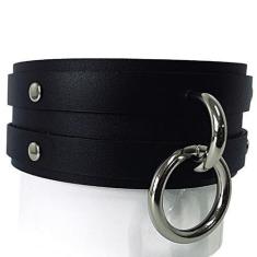 Imagem de Coleira Couro Choker Feminino Masculino Humano Social Gargantilha Góti