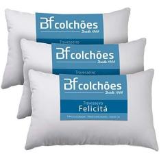Imagem de Kit 3 Travesseiros Fibra Siliconada Antialérgico 45x65cm BF Colchões