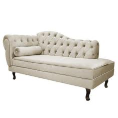 Imagem de Diva Recamier Juliana 130cm Lado Direito Linho Bege - Amarena Móveis