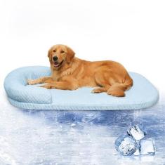 Imagem de ALANMOND Cama de resfriamento para cães, tecido de alta tecnologia, tapete de caixa de cachorro com capa lavável removível colchão para cães e gatos grandes e médios, almofada para canil, cama para