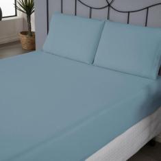 Imagem de Kit Jogo De Cama Casal Algodão 140 Fios Lençol C/ Elástico Liso 3 Peça