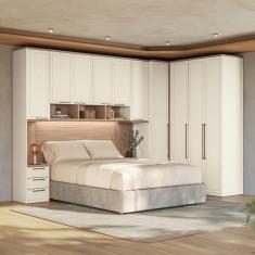 Imagem de Guarda-roupa Modulado Canto Reto 166 Toledo 10 Portas e 9 Gavetas Casal 7 peças 354,6 cm largura - Areia/Wood