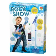 Imagem de Guitarra Infantil Com Microfone Pedestal Rock Show Azul Dm Toys