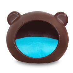 Imagem de Casa Cama Toca Iglu De Cachorro E Gato Com Almofada Azul M