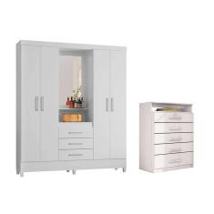 Imagem de Guarda Roupa Capelinha Persia 4.3 + Cômoda Triunfo Branco - Demóbile