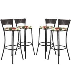 Imagem de Jogo Com 4 Banquetas Alta Forts Fibra Uv Bancada, área Goumert, Bar, Piscina, Balcão