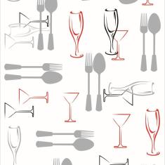 Imagem de Papel De Parede Adesivo Lavável Talheres E Taças 6M
