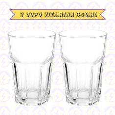 Imagem de Copo De Vidro 350ml Vitaminas Sucos Ou Smoothies 2 Unidades - Praticas