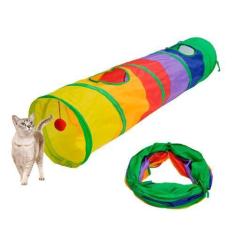 Imagem de Túnel Para Gato Dobrável Brinquedo Interativo Gatos Labirinto Pet Colo