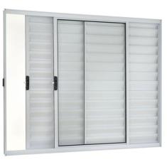 Imagem de Janela de Alumínio Veneziana 100x100cm 3 Folhas Direita Ecosul Esquadr