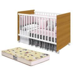 Imagem de Berço Tico Branco/Savana com Colchão Supreme - Reller Móveis, Branco/S