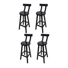 Imagem de Conjunto 4 Bancos Altos Girafa Com Encosto Em Madeira De Lei Maciça - Preto