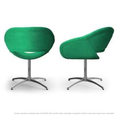 Imagem de Kit 2 Cadeiras Beijo Verde Poltronas Decorativas com Base Giratória