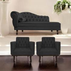 Imagem de Kit Diva Recamier Diana 160cm Lado Direito E 02 Poltronas Classic Linh