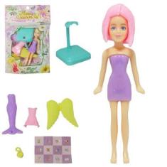Imagem de Boneca Fada Flower Season Girl Troca Roupa De Plastico 9 Pecas - Miki