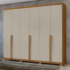 Imagem de Guarda-Roupa Casal Alonzo 6 Portas 4 Gavetas 100% Mdf Amêndoa Clean/Off White - Móveis Lopas