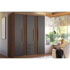 Imagem de Guarda Roupa Solteiro 3 Portas 3 Gavetas 3.3 Aurora Jatoba/Grafitte - Santos Andirá