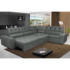 Imagem de Sofa De Canto Retrátil E Reclinável De Molas Cama Inbox Austin 3,85x2,64 Ou 2,64x3,85 Velusoft Cinza