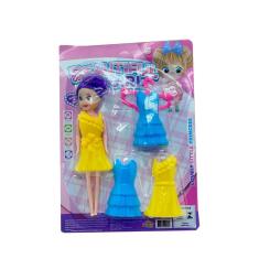 Imagem de Boneca Na Moda 2 - Com Vestidos Azul e Amarelo