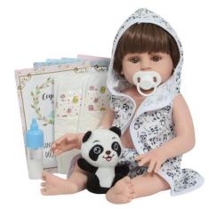 Imagem de Boneco Bebê Reborn Menino Realista Saída De Banho Panda - Cegonha Rebo