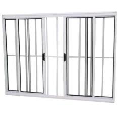 Imagem de Janela Vitro 4 Folhas Alumínio Branco 1.00  X 1.00 Modular com Grade -