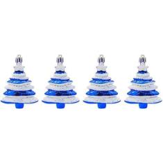 Imagem de 6 peças de 3,5 polegadas em forma de doces enfeites de Natal sortidos de plástico inquebrável de Natal pendurado decoração caixa conjunto feriado decoração de festa de casamento /627 (Size : Tree Blu