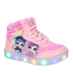 Imagem de Tenis Infantil Feminino De Led Luzinha Cano Baixo Lol Rosa Meninas - I