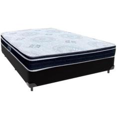 Imagem de Cama Box Preto e Colchão Orthosono D33 Com Euro Pillow Casal Anjos