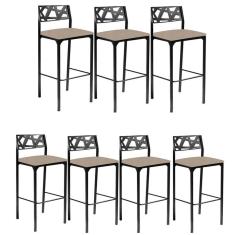 Imagem de Kit 7 Banquetas Eliza Gourmet Suede Bege-gat Magazine