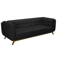 Imagem de Sofá Living Decorativo 3 Lugares 240cm Bellart M22 Sintético Preto - Mpozenato