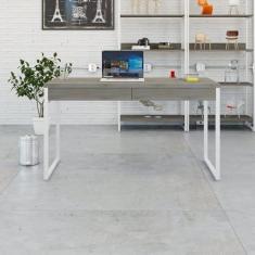 Imagem de Mesa para Escritório 135cm 2 Gavetas Kuadra Snow/Est.Branca