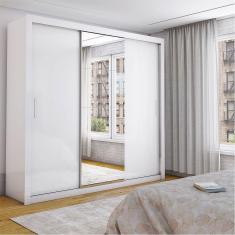 Imagem de Guarda Roupa Casal Isabela Luxo Com Espelho 3 Portas De Correr 4 Gavetas Carioca Moveis Branco