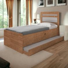 Imagem de Cama Baú Larissa Solteiro Naturale e Off White com Auxiliar Framar