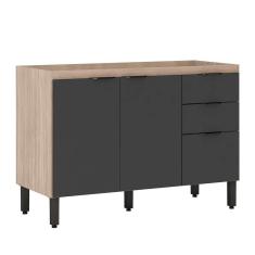 Imagem de Balcão de Cozinha Firenze 3 pt 2 gv Avena e Grafito