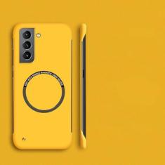Imagem de Capa de telefone magnética sem moldura para PC rígido para Samsung Galaxy S23 S22 S21 S20 FE S10 NOTA 20 Ultra 10 Plus Capa fina fosca, amarela, para S22 Ultra