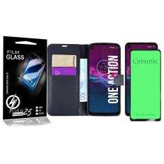 Imagem de Capa Carteira + Película De CERÂMICA Moto One Action XT2013 6.3 - Cell In Power25