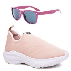 Imagem de Tenis Infantil Meninas Calce Facil Leve Tipo Meia + Oculos - Calcados
