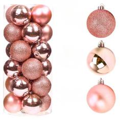 Imagem de Conjunto de enfeites de árvore de Natal para decoração de outono e Halloween, 24 quilates, enfeites de bola de Natal à prova de estilhaçamento, decoração de pendurar a granel para festa de Natal (ouro
