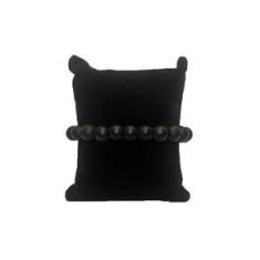 Imagem de Pulseira Masculina Bolinha Preta Fosca Murano Ônix Regulável