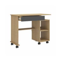 Imagem de Mesa Para Computador Escrivaninha com 01 Gaveta Grafite com Carvalho 91 cm - D'Rossi