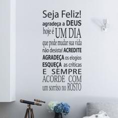 Imagem de Adesivo de parede seja feliz Deus tamanho 50cm x 90cm