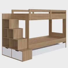 Imagem de Treliche Infantil Com Escada e Nichos Infix C06 Aveiro/Branco - Mpozenato