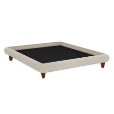 Imagem de Cama Casal Japonesa 156cm Pés Madeira Haru Linho Off White - Sallar Ho