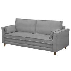Imagem de Sofá Living 3 Lugares 180cm Pés Madeira Efraim F05 Veludo Prata - Mpoz