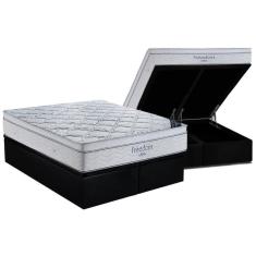 Imagem de Cama Box Baú King: Colchão Molas Ensacadas Ortobom Superpocket Freedom + Base Crc Suede Black(193x203)