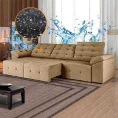 Imagem de Sofá Retrátil 4 Lugares Impermeável Brasil 260 Cm Reclinável Suede Beg