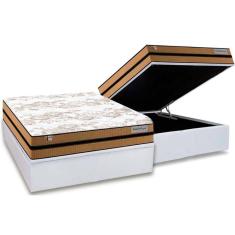 Imagem de Cama Box Baú Casal: Colchão Molas Ensacadas Plumatex MasterPocket Smart Milano + Base CRC Courano White(138x188)