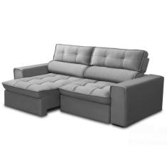Imagem de Sofá Retrátil Reclinável 3 Lugares 220Cm Blanches F05 Veludo Prata - M