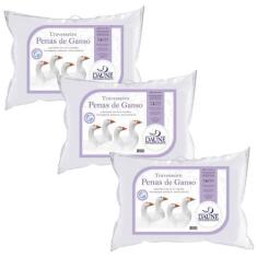 Imagem de Kit 3 Travesseiros de Penas Lavaveis em Máquina - Daune