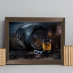Imagem de Quadro Decorativo Bebida Bar Whisky 22x32cm Moldura Marrom
